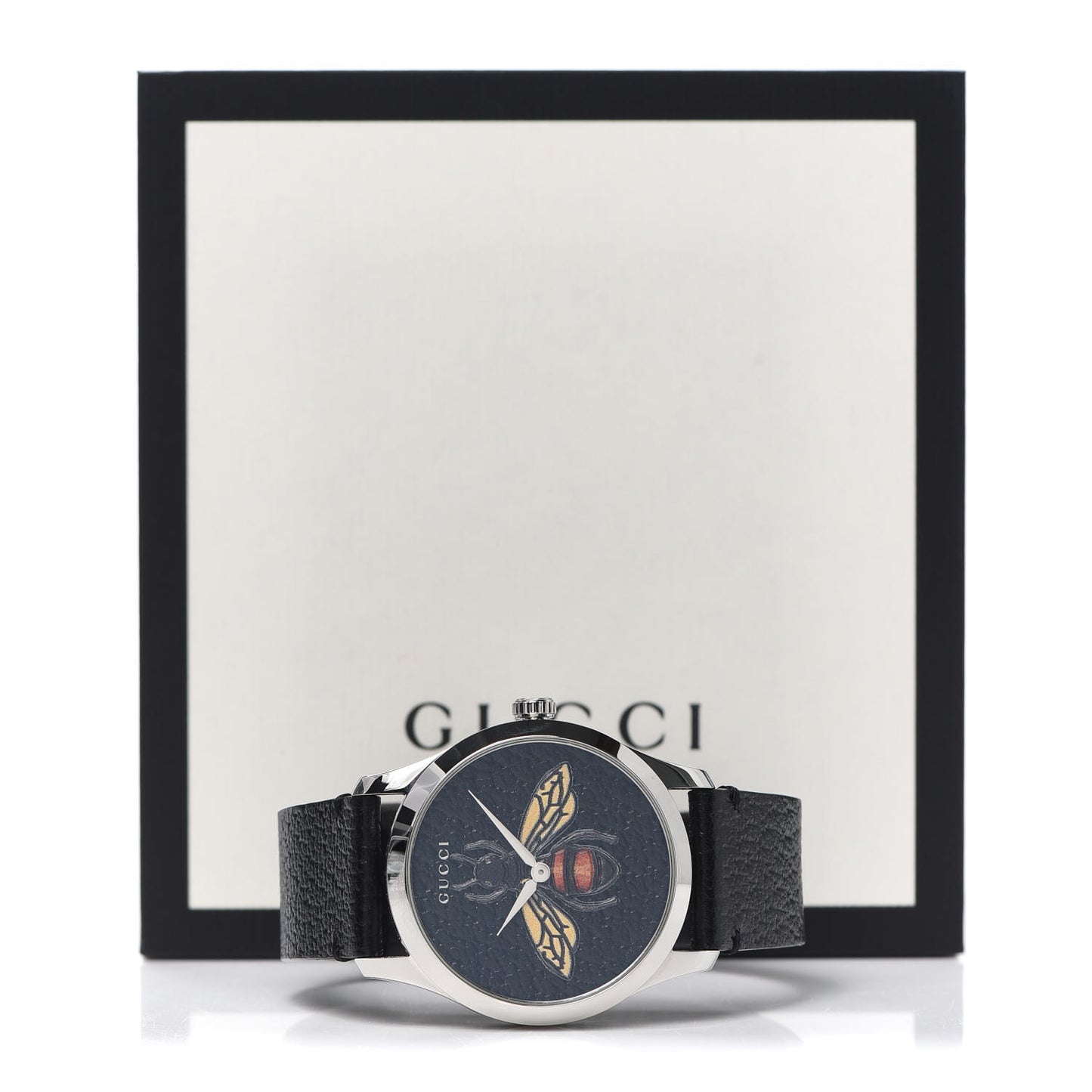 Stainless Steel Calfskin 38mm G-Timeless Bee Quartz Watch Black