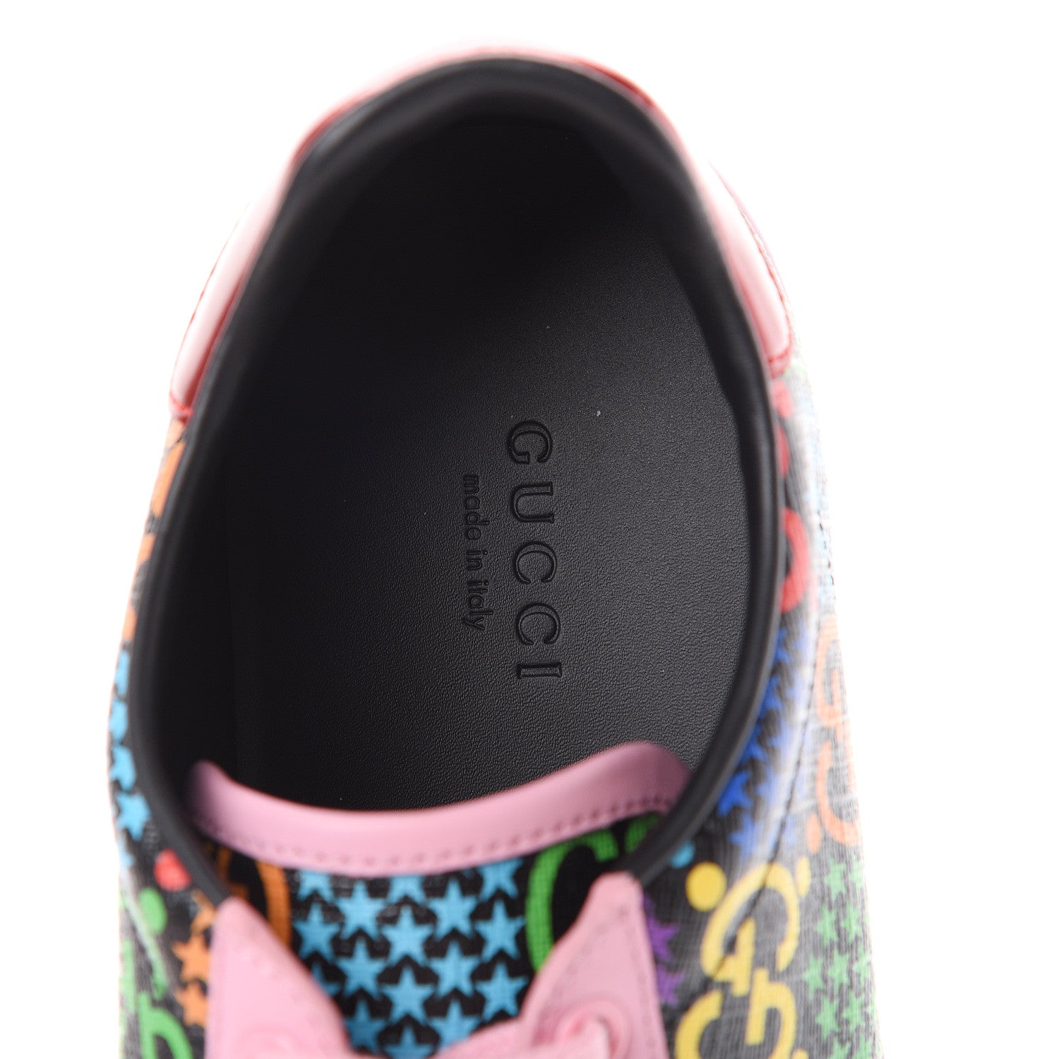 Gucci GG Supreme Monogram Psychedelic Womens Ace Sneakers 37 Black Multicolor Sugar Pink 7 of 8