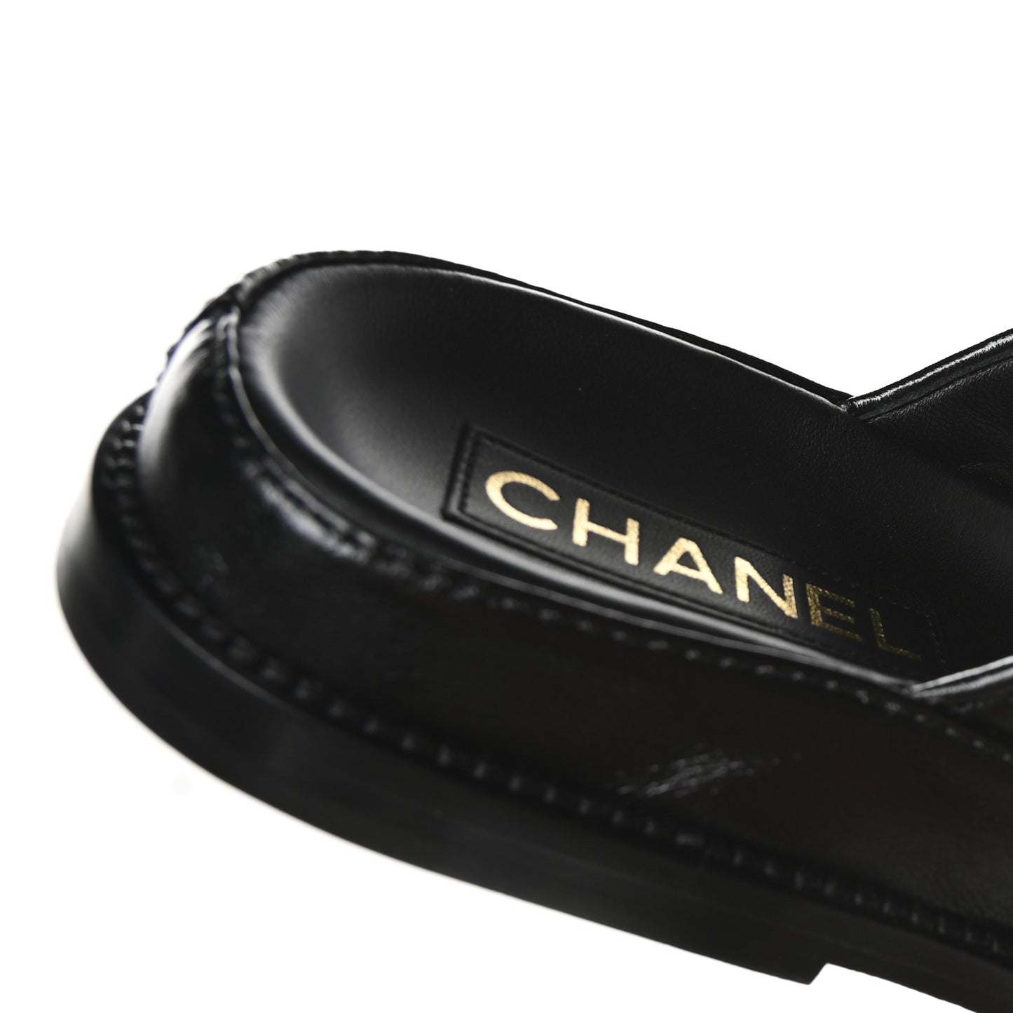 Lambskin Quilted Velcro Dad Chain CC Slide Sandals 39 Black