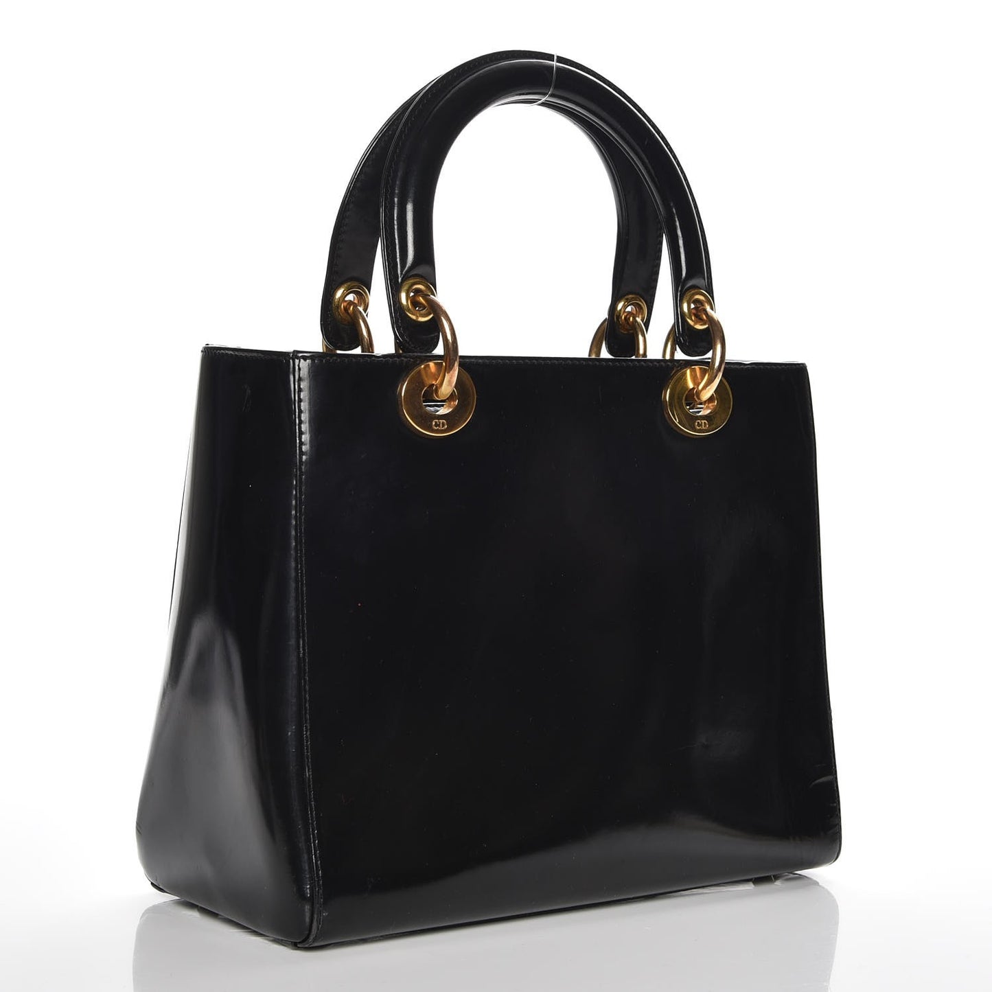Vintage Patent Medium Lady Dior Black