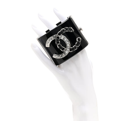 Chanel Resin Lambskin Baguette Crystal CC Chain Cuff Bracelet S Black 2 of 6