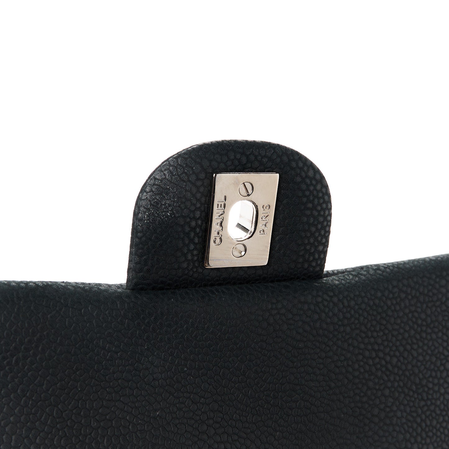 Iridescent Caviar Quilted Clutch With Chain Flap Black