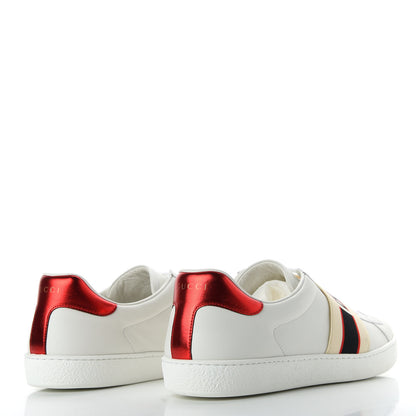 Gucci Calfskin Stripe Mens New Ace Sneakers 12 White Ecru Red Flame 4 of 11