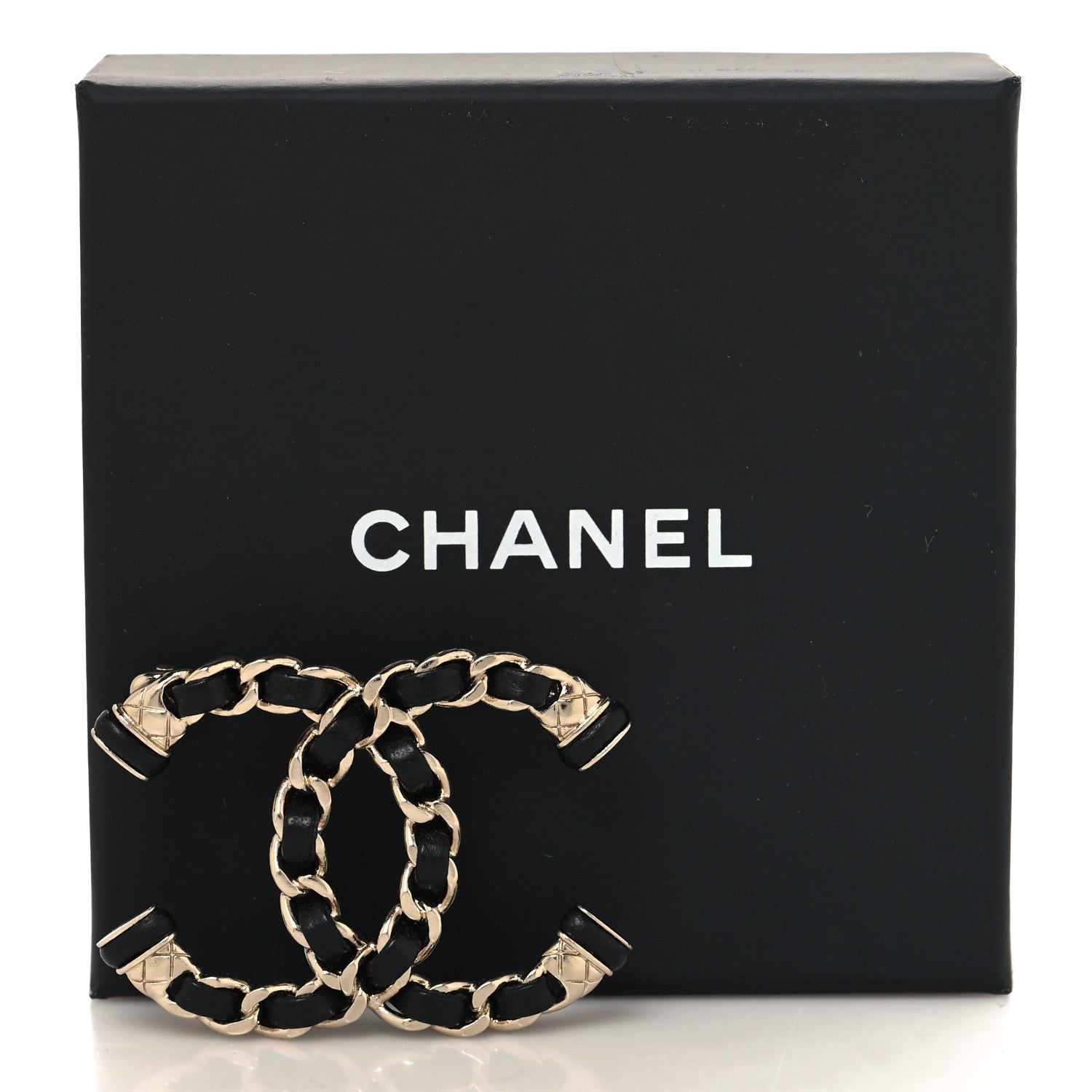 Chanel Lambskin CC Chain Brooch Black Gold 4 of 4