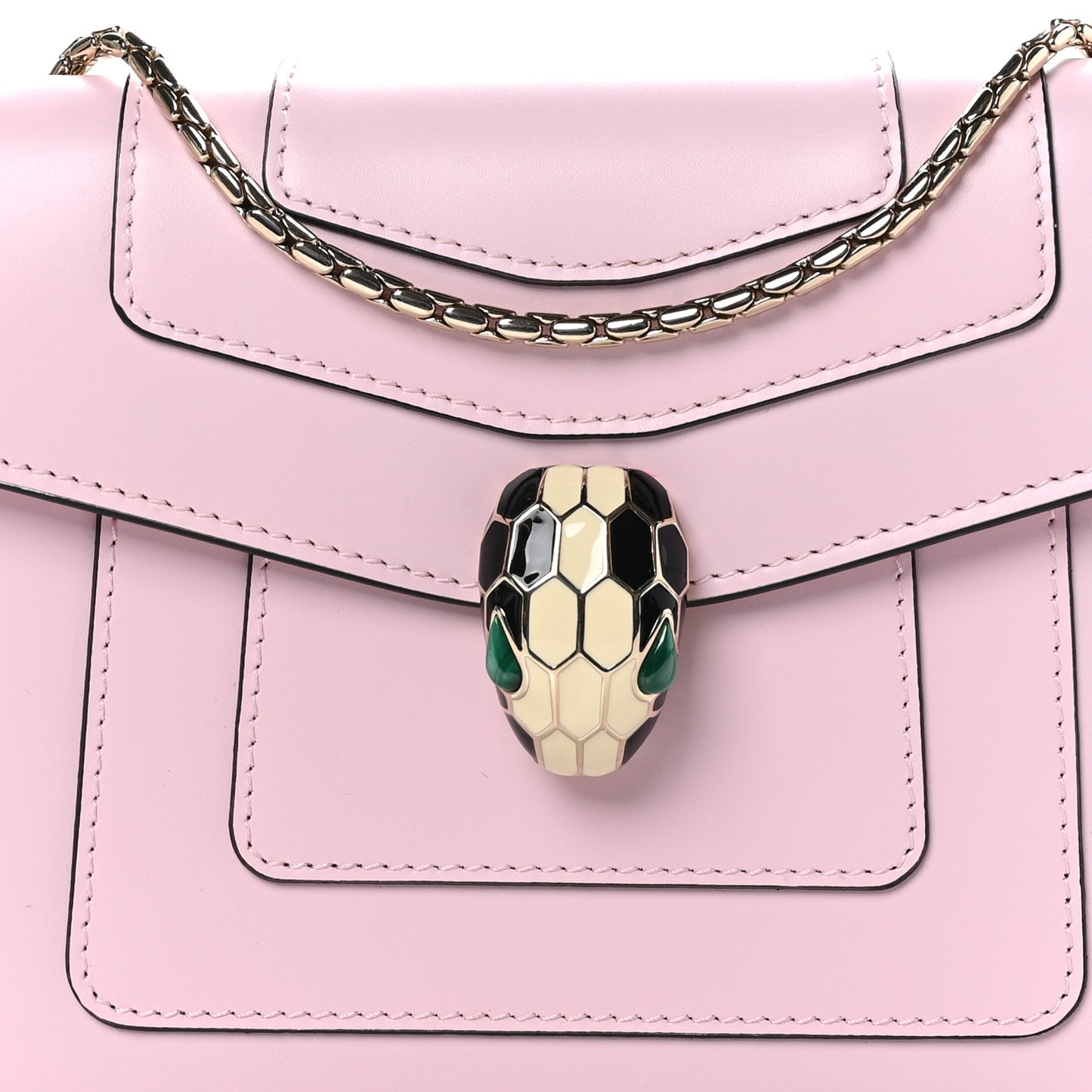 Calfskin Small Serpenti Forever Snake Strap Crossbody Bag Light Pink
