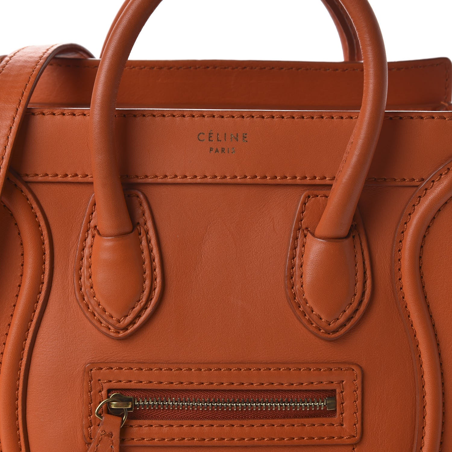 Celine Smooth Calfskin Nano Luggage Orange 9 of 10