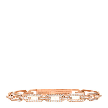 Hermes 18K Rose Gold Diamond Full Pave PM Kelly Chaine Bracelet ST 2 of 3
