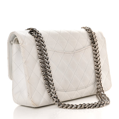 Chanel Caviar Quilted Medium Double Flap Bijoux Chain White 3 of 21