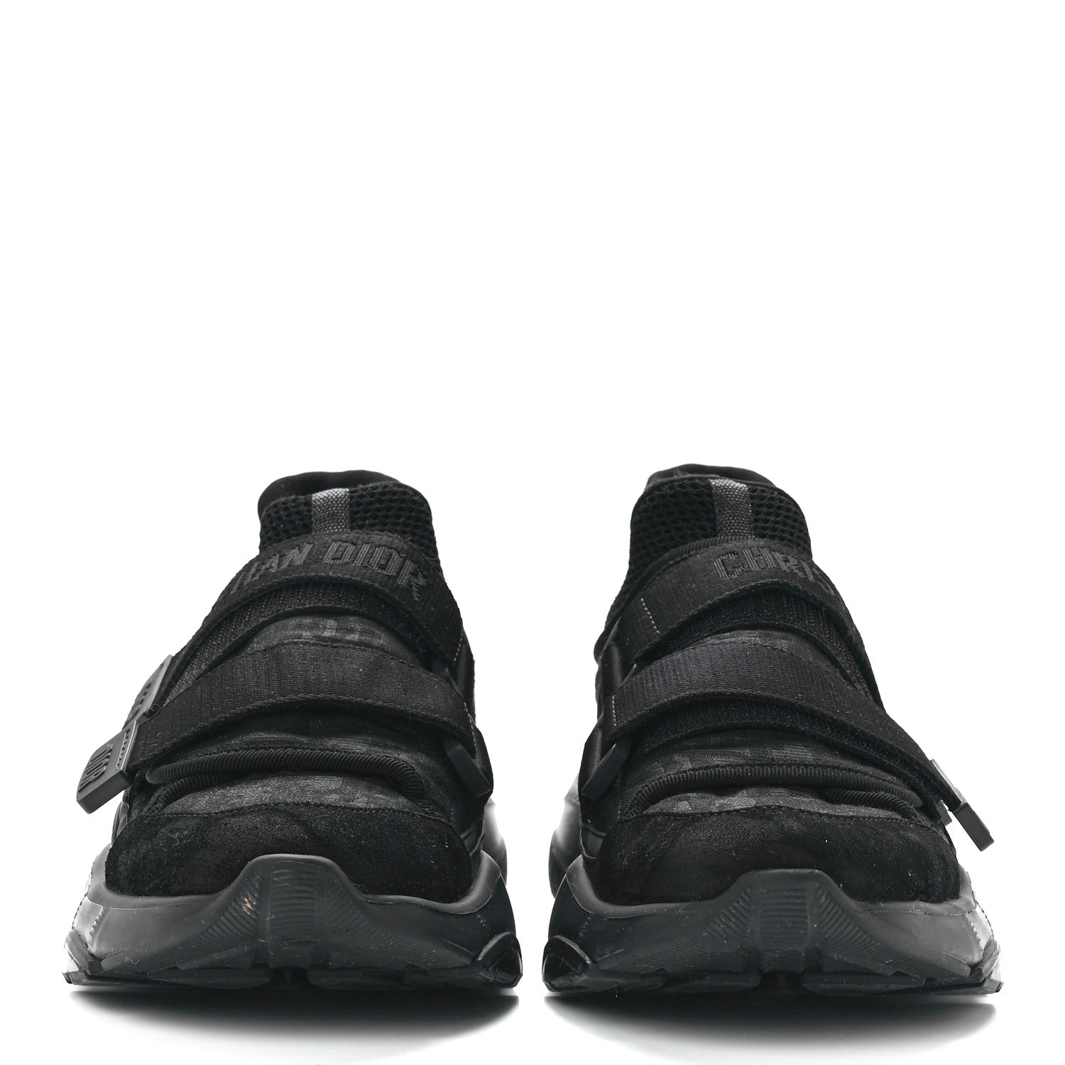 Christian Dior Shiny Oblique Technical Fabric Nylon Womens D-Wander Sneakers 38 Black 2 of 8