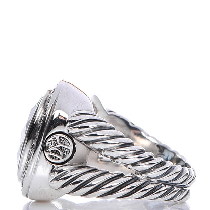 David Yurman Sterling Silver Diamond Blue Topaz 14mm Albion Ring 54 7 4 of 7