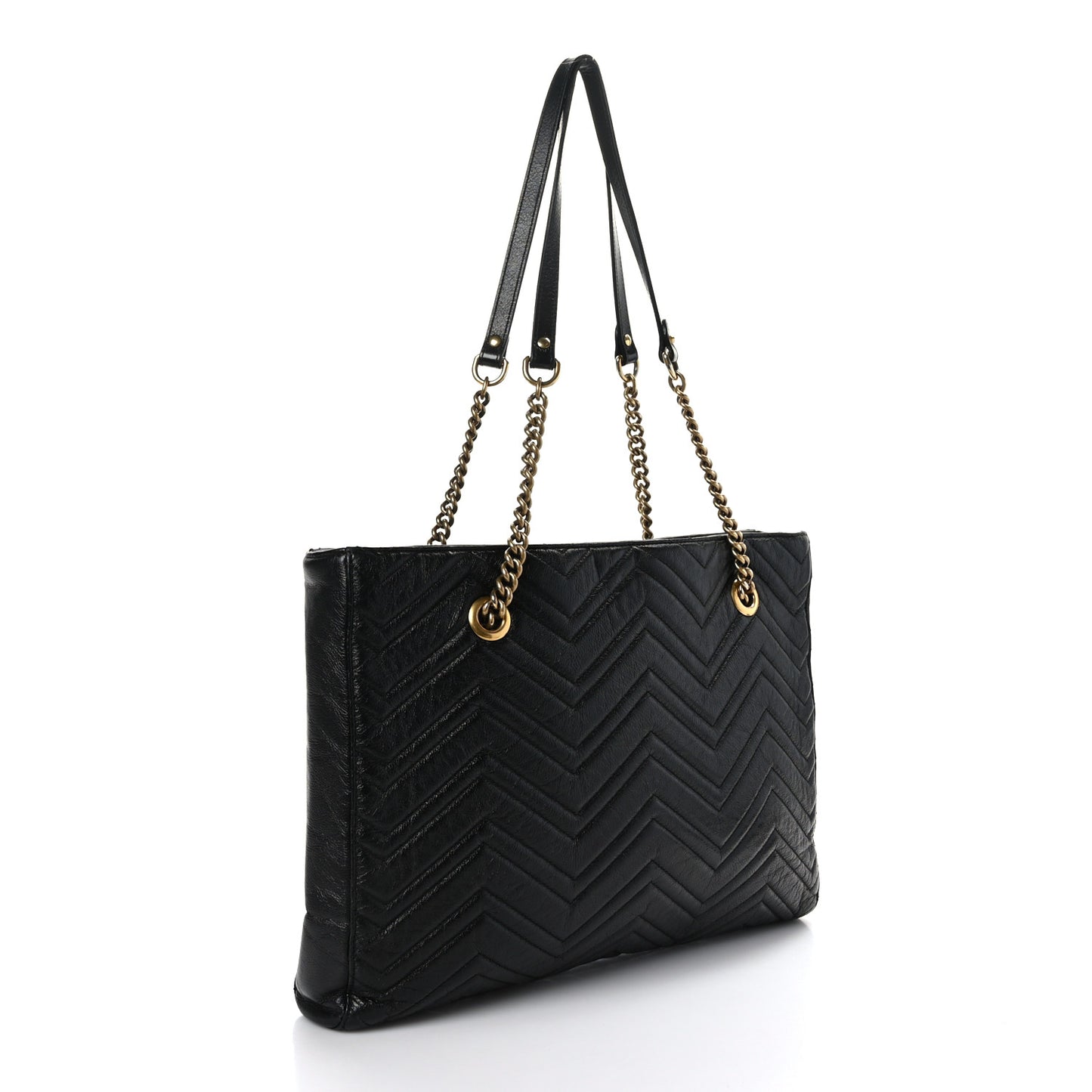 Vintage Calfskin Matelasse Medium GG Marmont Slim Tote Black