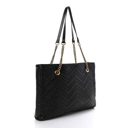 Gucci Vintage Calfskin Matelasse Medium GG Marmont Slim Tote Black 3 of 9