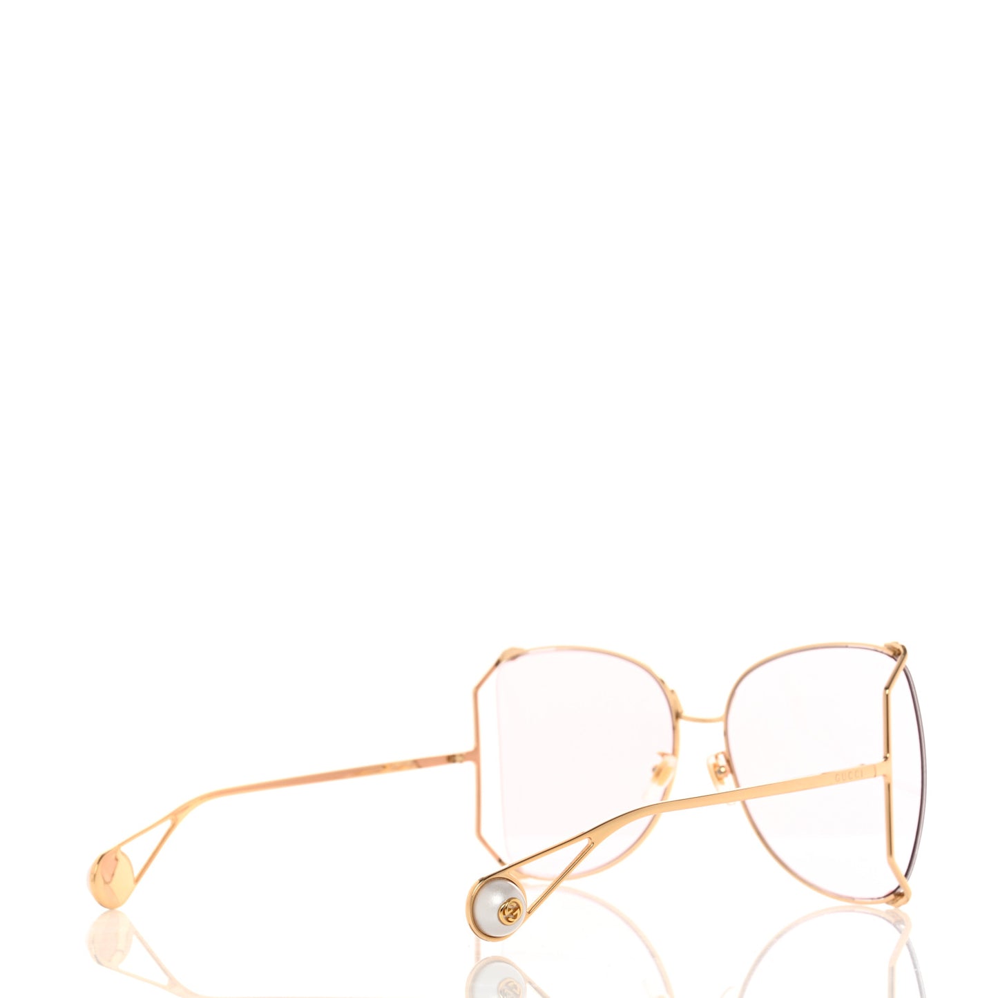 Metal Oversized Round Sunglasses GG0252S Gold Pink