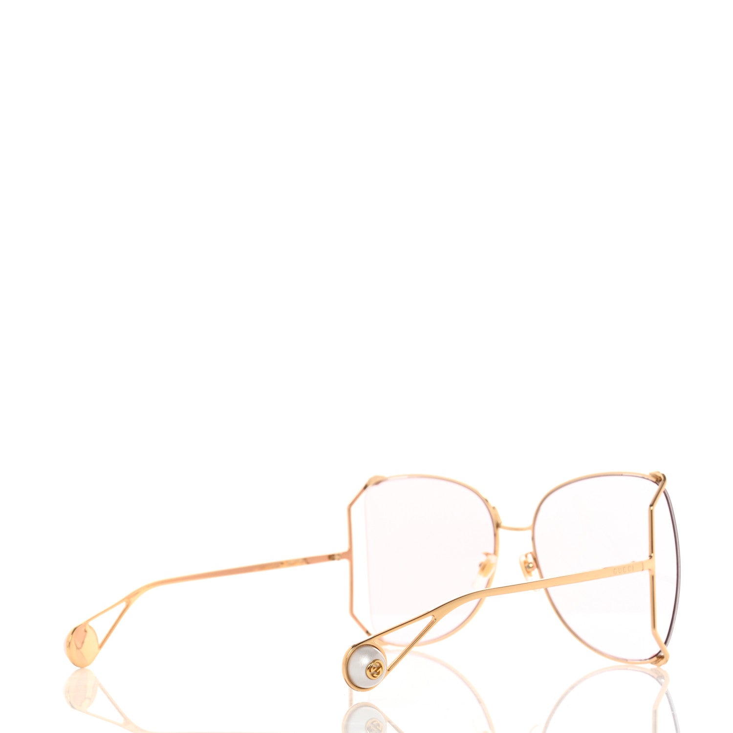 Gucci Metal Oversized Round Sunglasses GG0252S Gold Pink 4 of 8