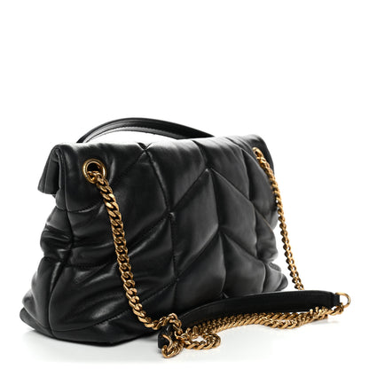 Saint Laurent Lambskin Quilted Small Loulou Puffer Monogram Chain Satchel Black 3 of 12