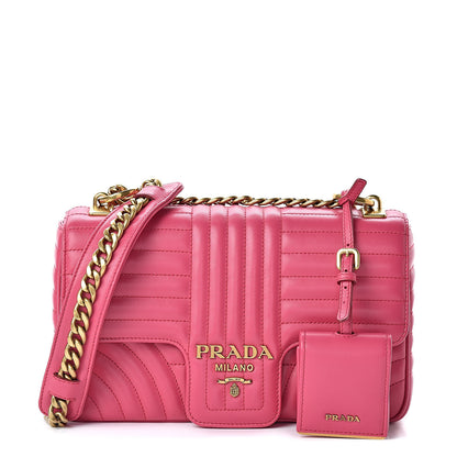 Prada Soft Calfskin Impunture Diagramme Medium Chain Flap Shoulder Bag Magenta 1 of 9