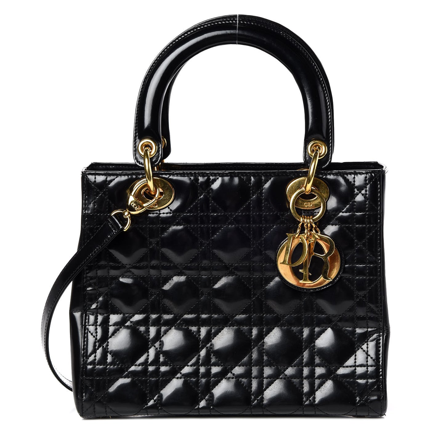 Patent Cannage Medium Lady Dior Black