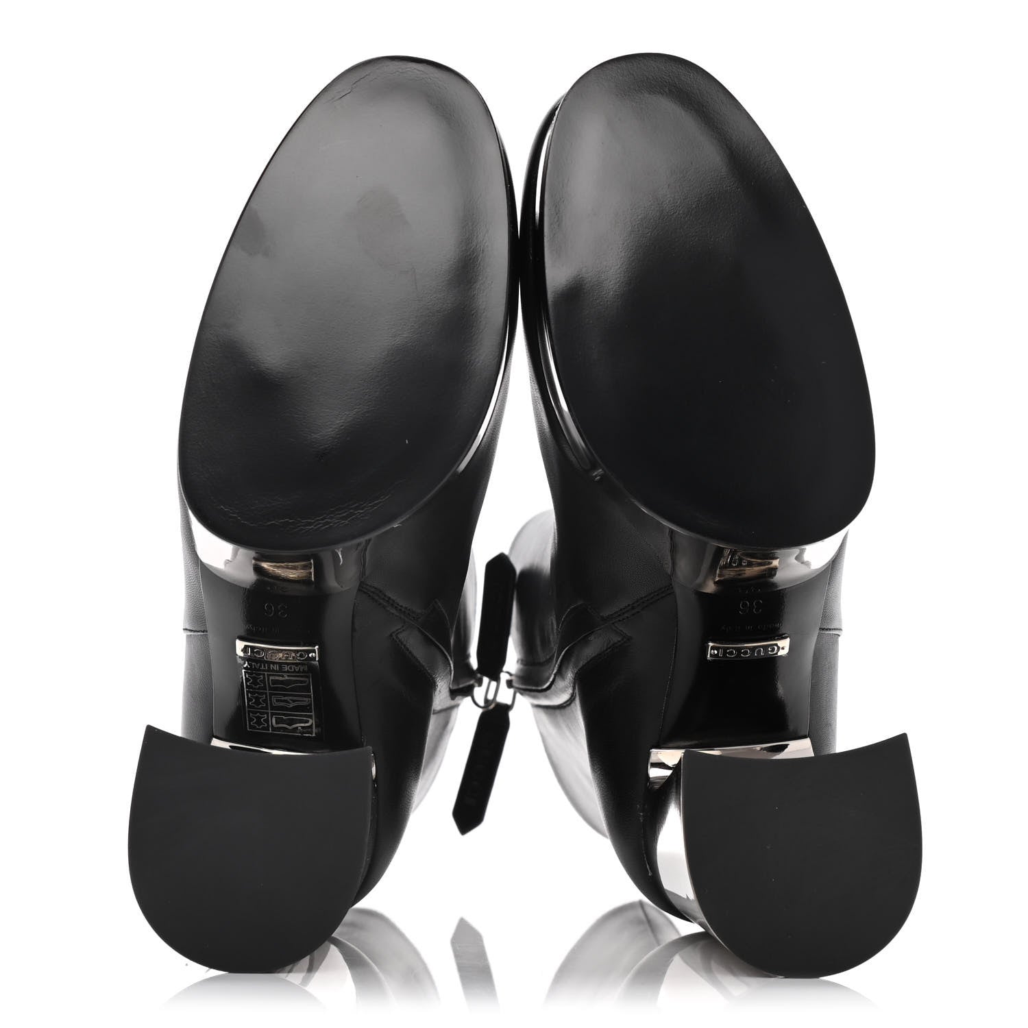 Gucci Malaga Kid Chrome Ankle Boots 36 Black 7 of 14