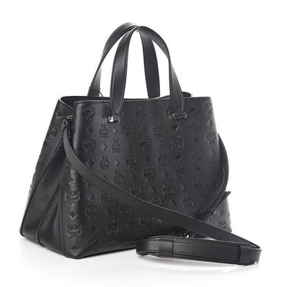 MCM Calfskin Ottomar Monogram Large Essential Tote Black 3 of 9