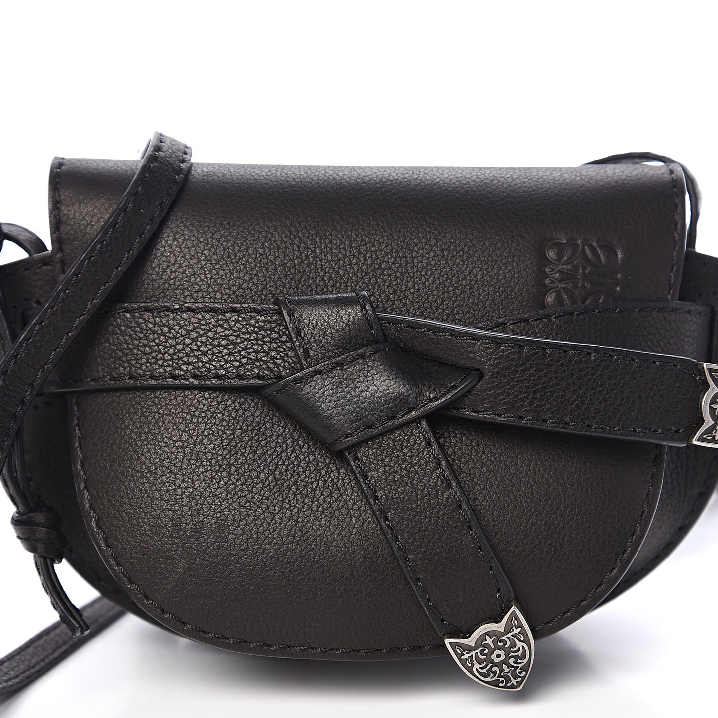 Grained Calfskin Mini Gate Western Crossbody Bag Black