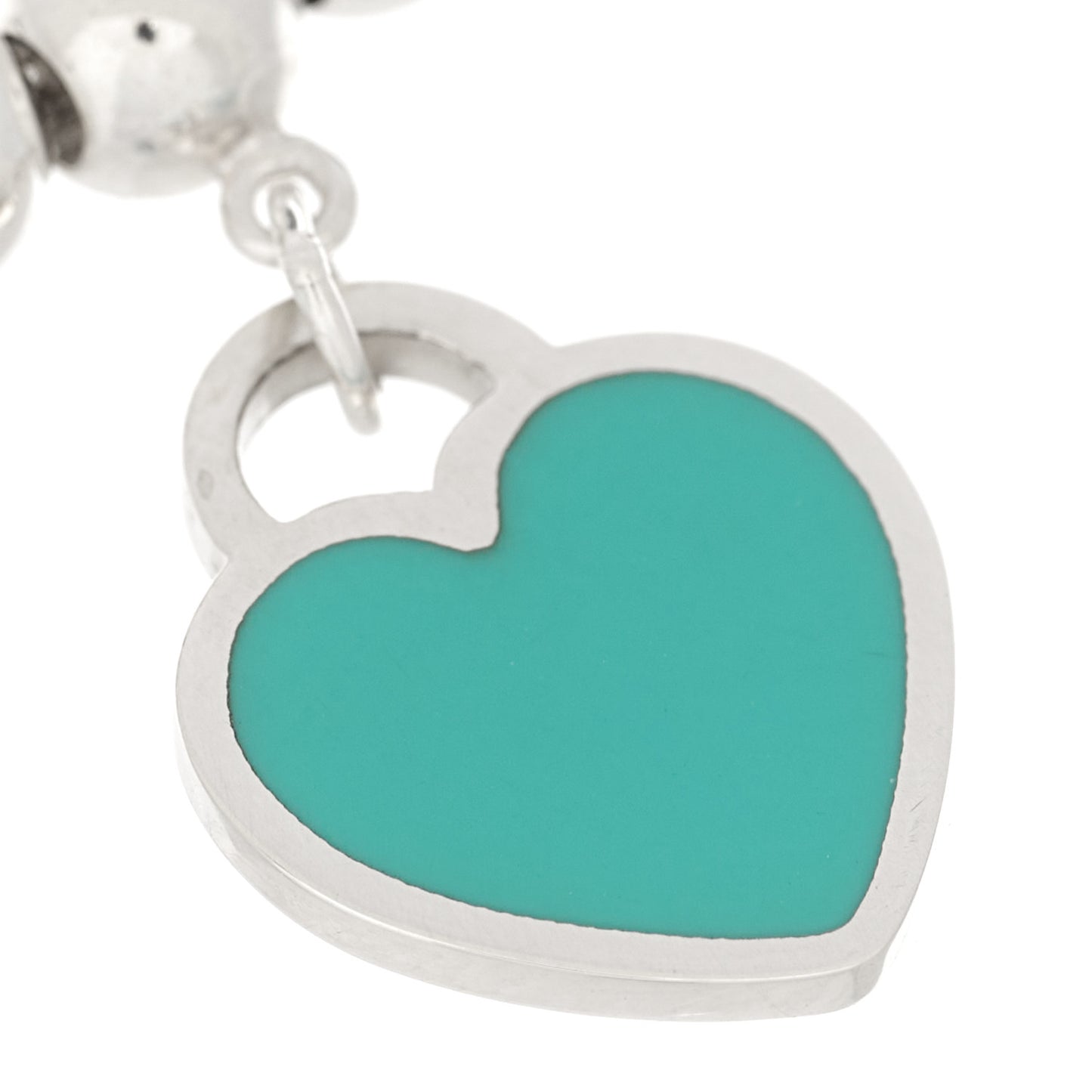 Sterling Silver Enamel 4mm Return To Tiffany Heart Tag Bead Bracelet Blue
