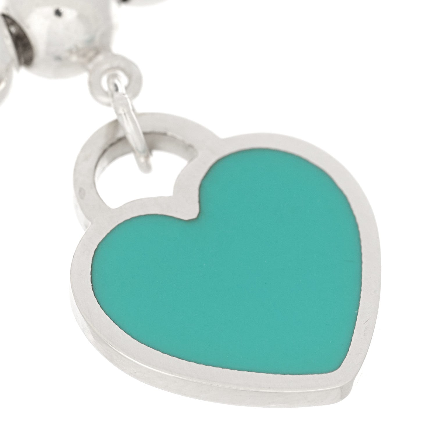 Tiffany Sterling Silver Enamel 4mm Return To Tiffany Heart Tag Bead Bracelet Blue 3 of 5