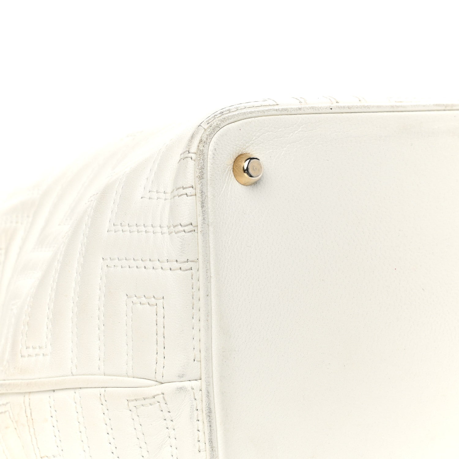 Versace Calfskin Palazzo Embroidered Medusa Tote White 7 of 16