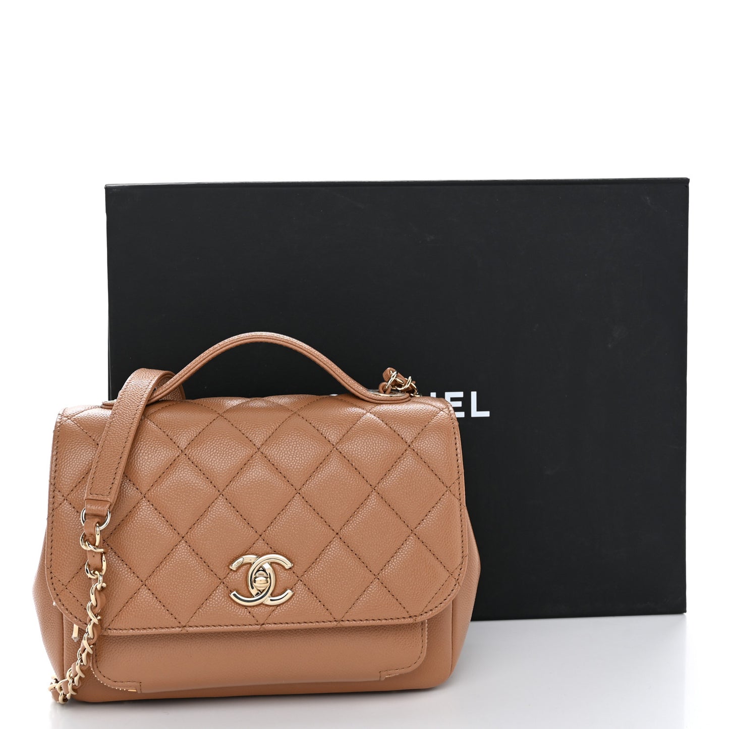 Caviar Quilted Medium Business Affinity Flap Brown