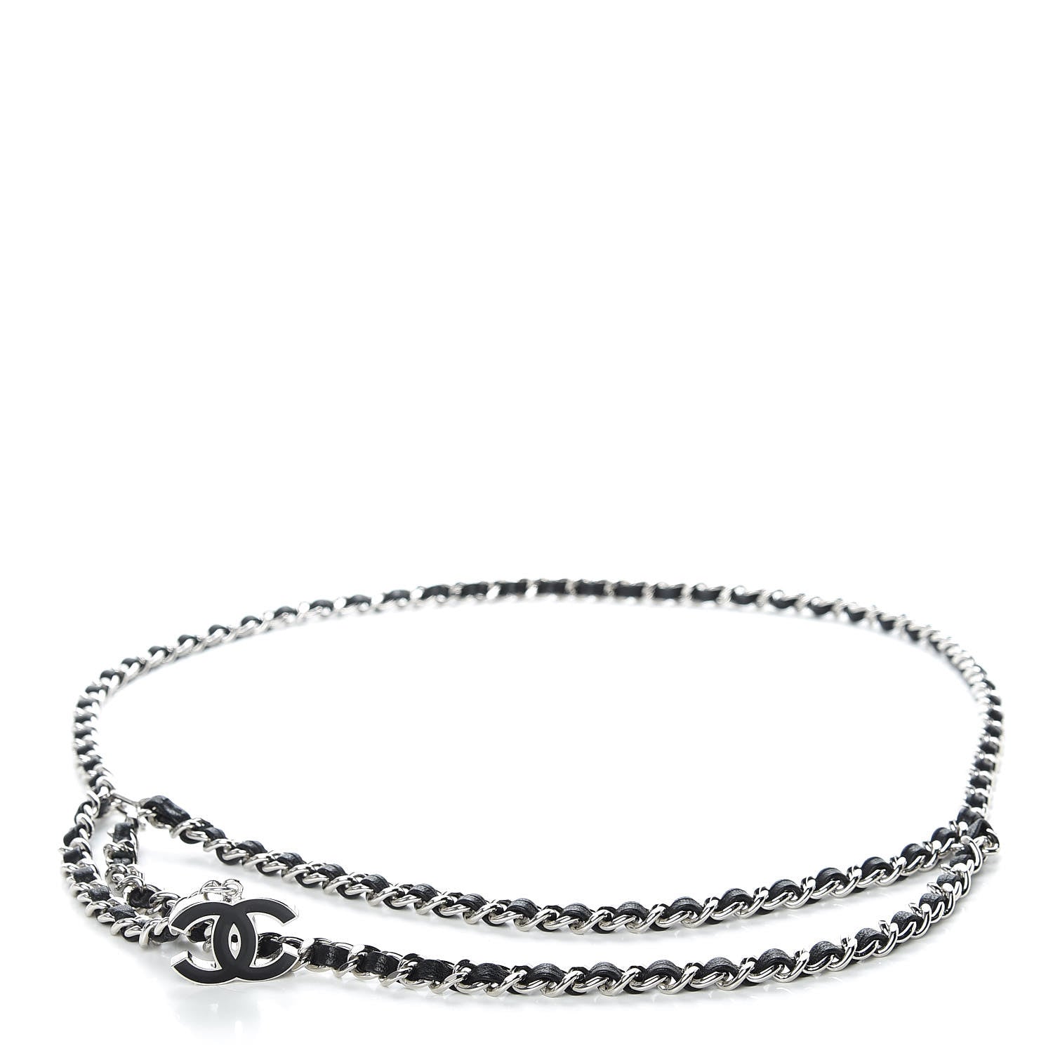 Chanel Lambskin Enamel CC Chain Belt Black Silver 1 of 4