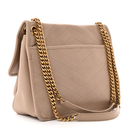 Saint Laurent Lambskin Matelasse Monogram Medium Niki Chain Satchel Light Taupe 3 of 14