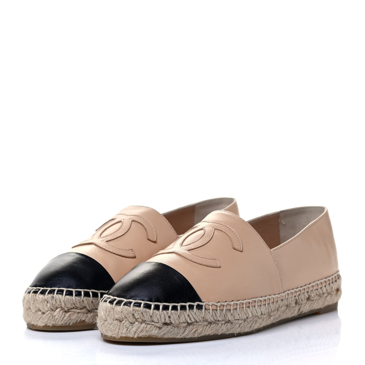 Lambskin CC Espadrilles 38 Beige Black