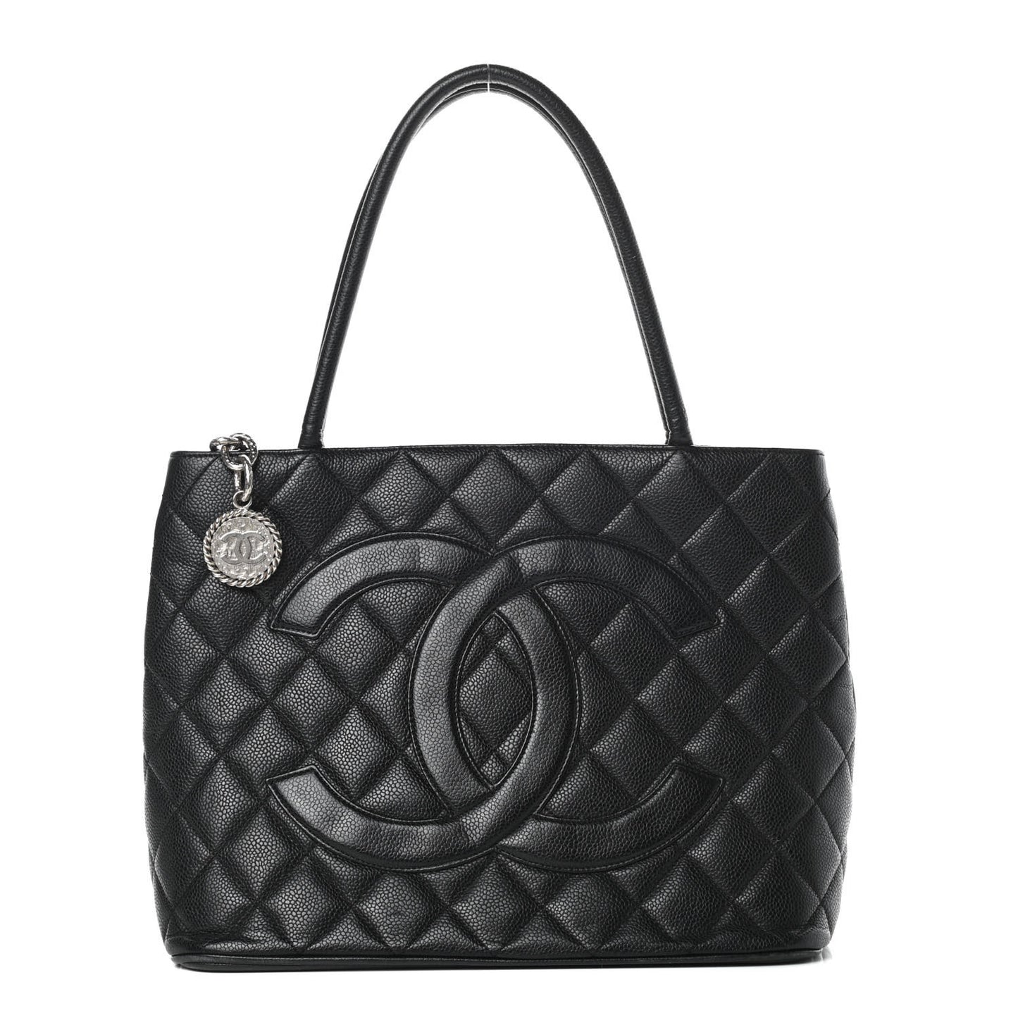 Caviar Quilted Medallion Tote Black