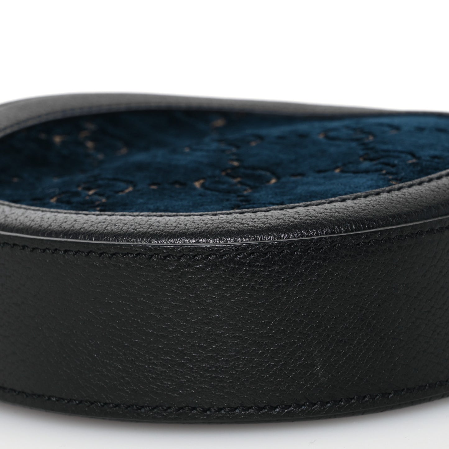 Velvet Calfskin GG Monogram Round Shoulder Bag Blue Beige