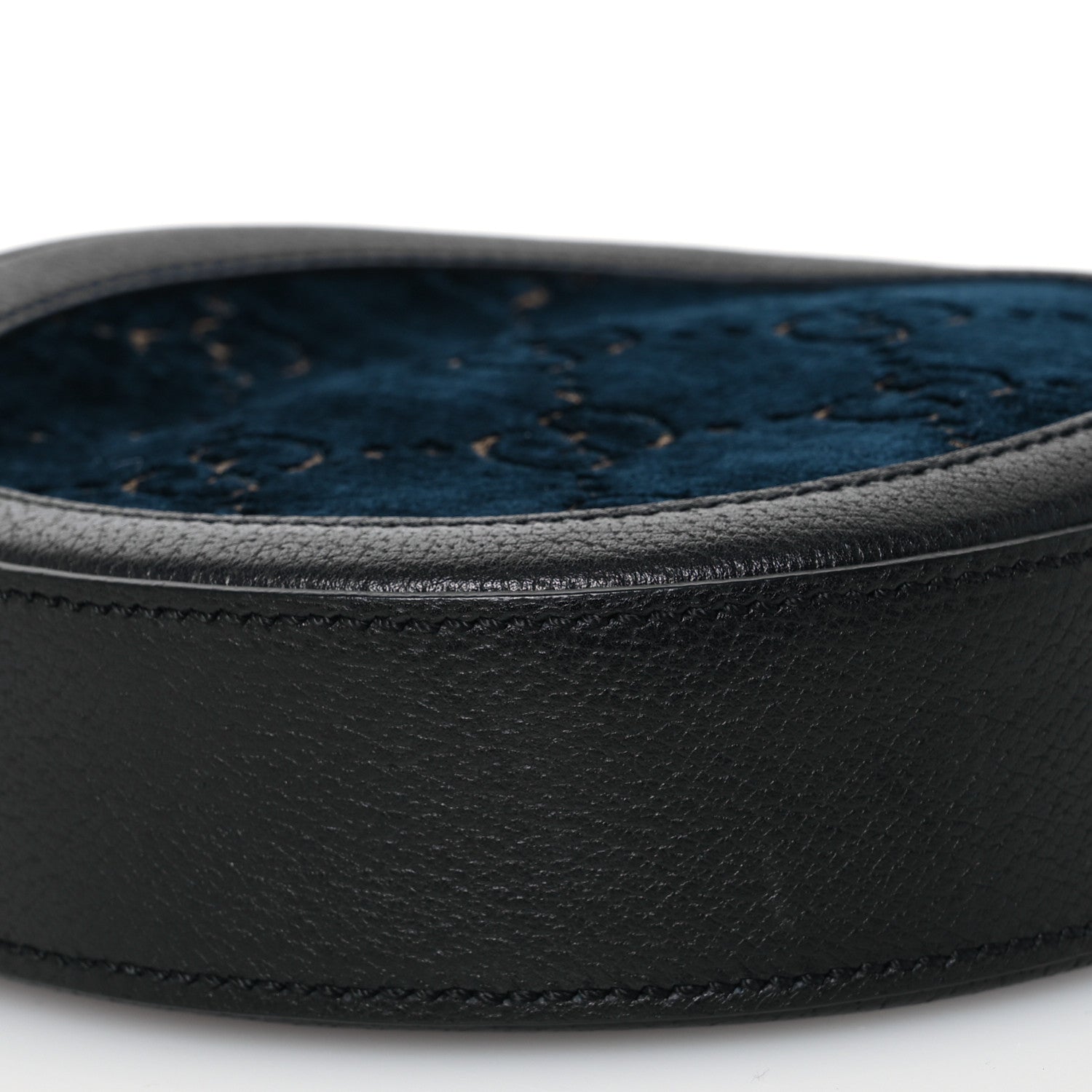 Gucci Velvet Calfskin GG Monogram Round Shoulder Bag Blue Beige 9 of 12