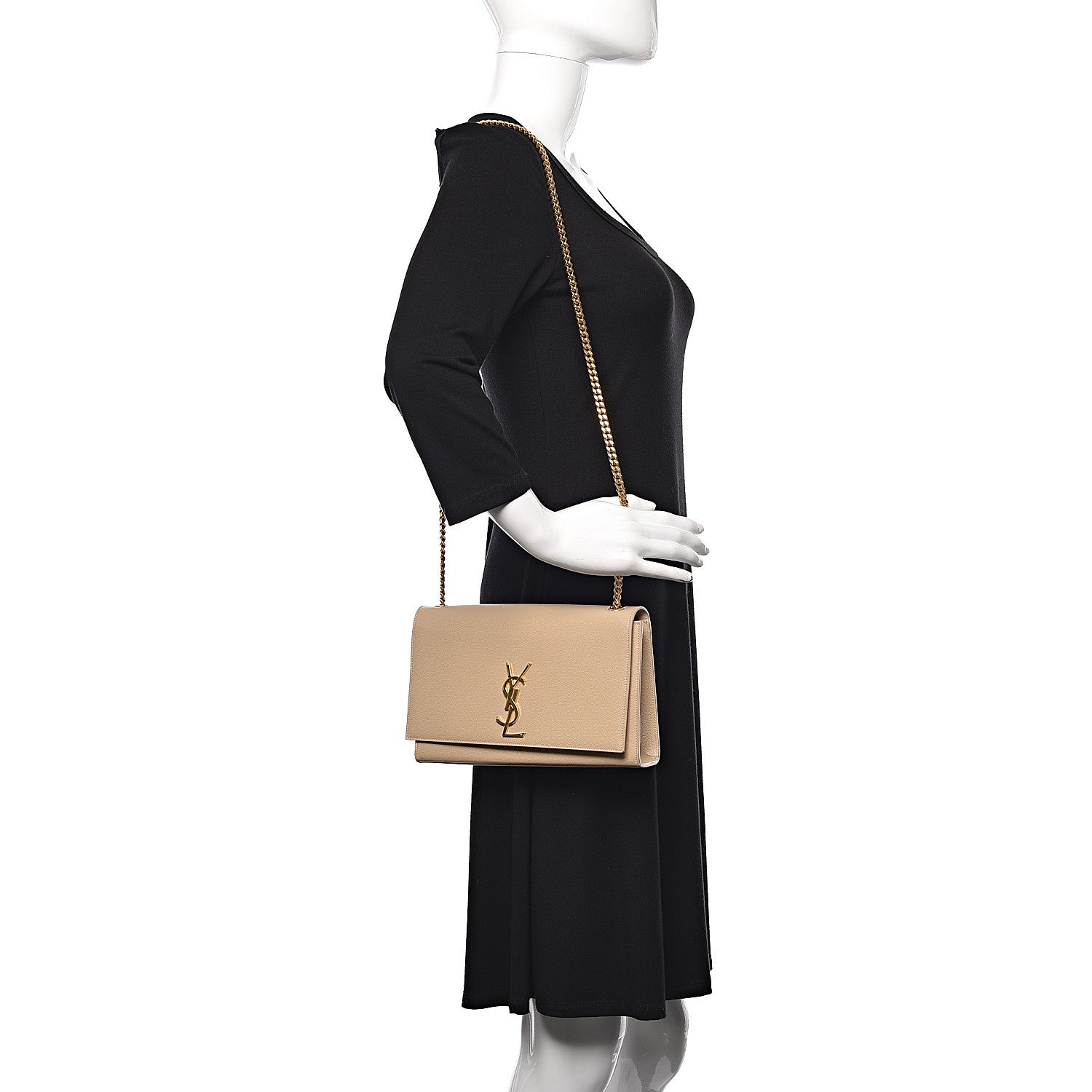 Saint Laurent Grain De Poudre Medium Monogram Kate Satchel Nude Powder 2 of 13