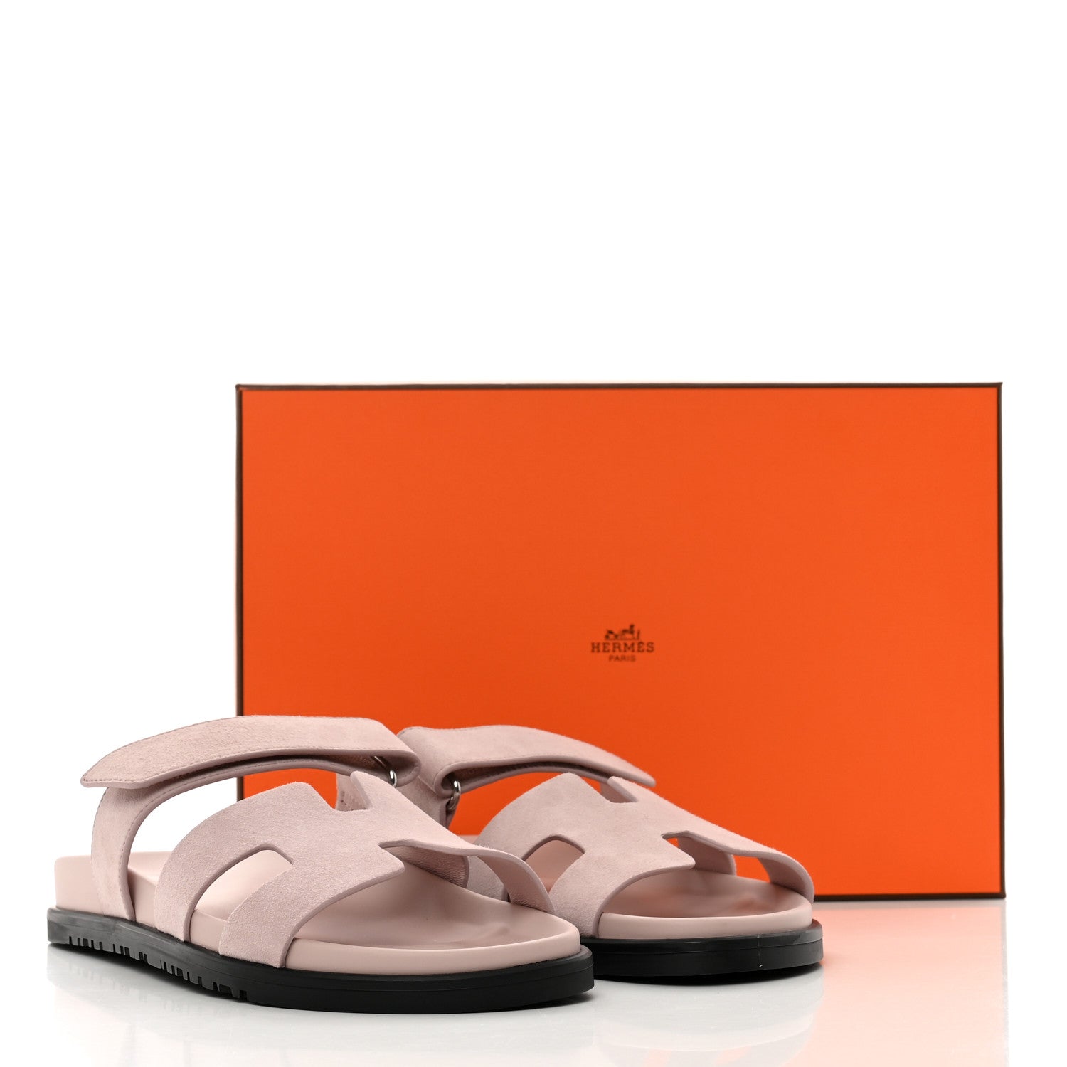 Hermes Suede Goatskin Womens Chypre Sandals 38 Rose Porcelaine 9 of 9