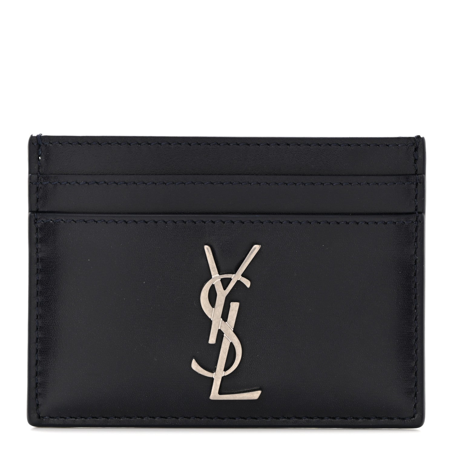 Saint Laurent Calfskin Monogram Credit Card Case Dark Notte 1 of 8