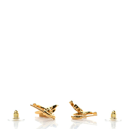 Chanel Metal CC Crystal Seashell Drop Earrings Gold 3 of 5