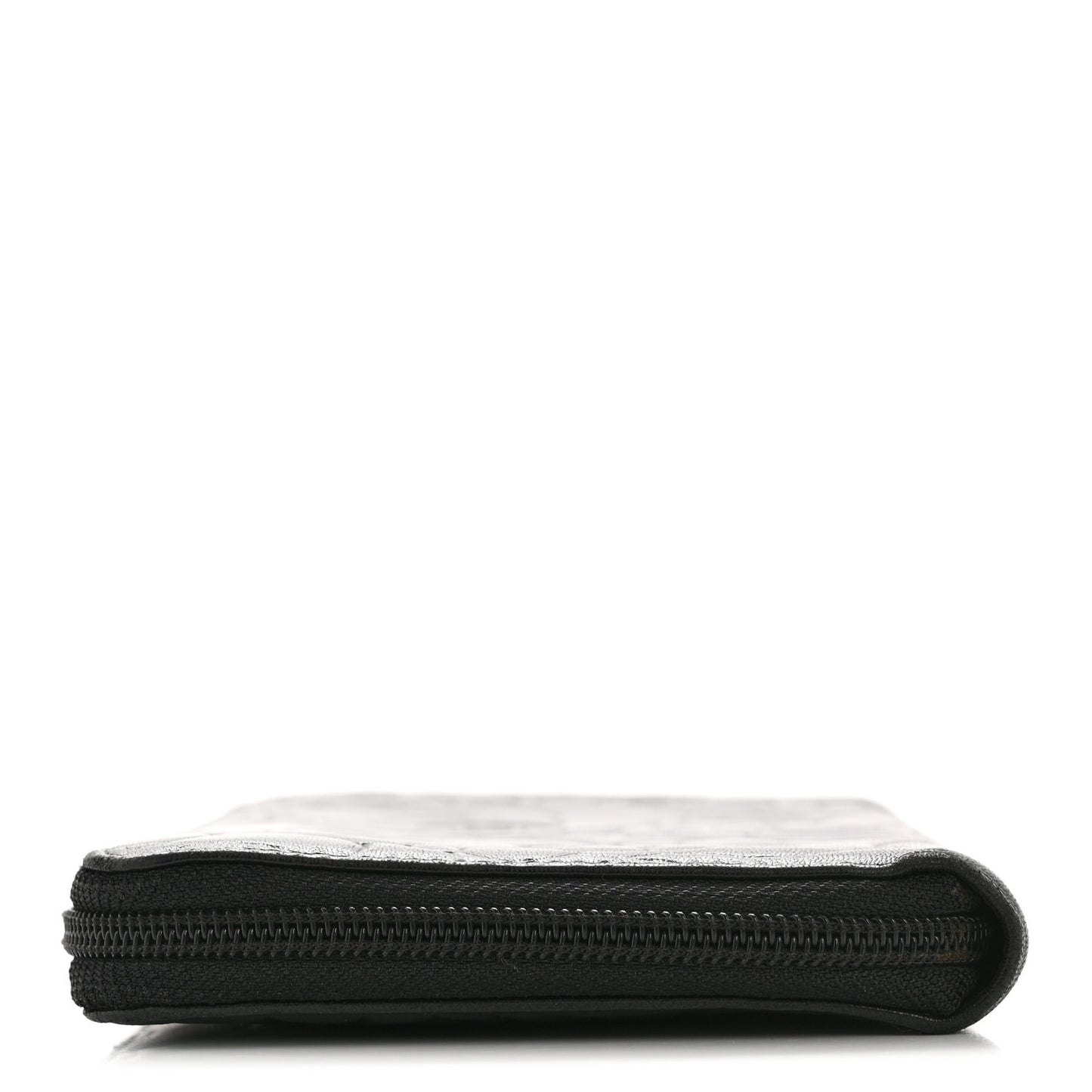 Lambskin Camellia Embossed Zip Around Organizer Wallet Black