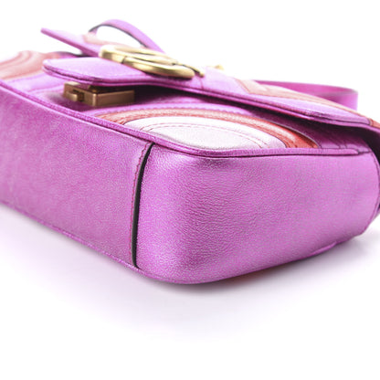 Gucci Metallic Calfskin Matelasse Mini GG Marmont Shoulder Bag Fuchsia 7 of 10