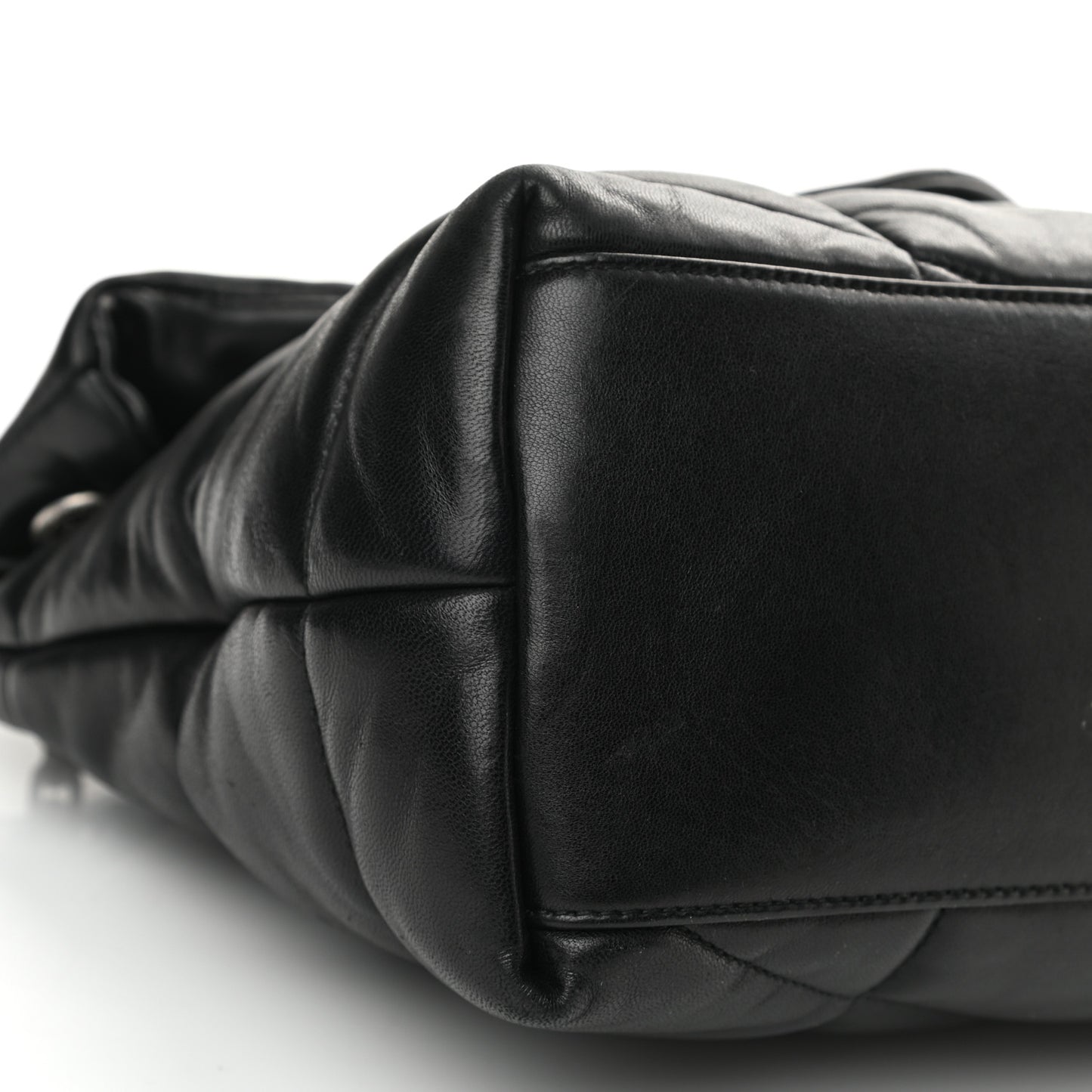 Lambskin Quilted Medium Loulou Puffer Monogram Chain Satchel Black