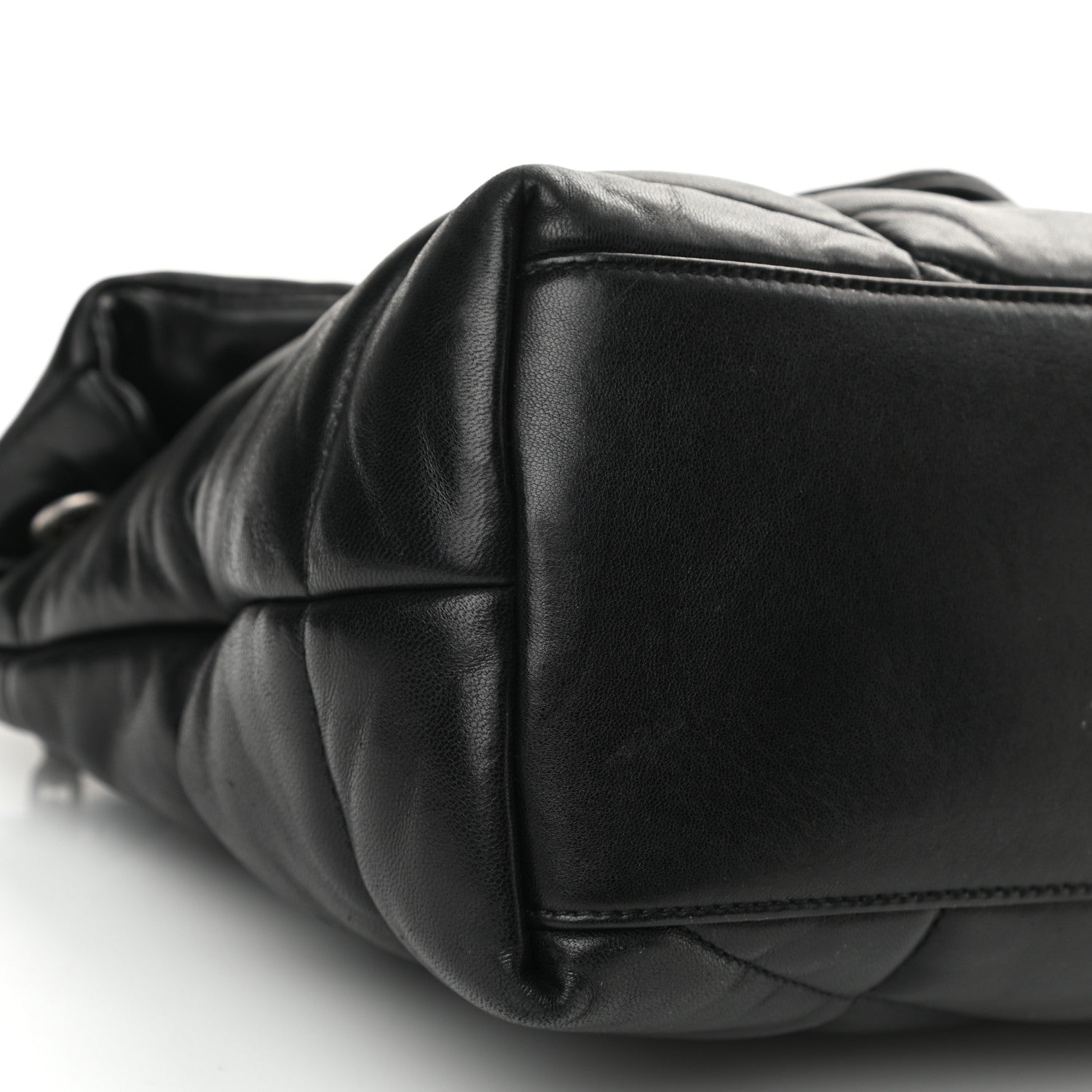 Saint Laurent Lambskin Quilted Medium Loulou Puffer Monogram Chain Satchel Black 8 of 9