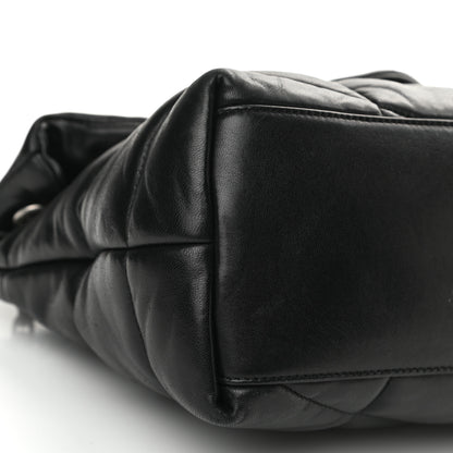 Saint Laurent Lambskin Quilted Medium Loulou Puffer Monogram Chain Satchel Black 8 of 9