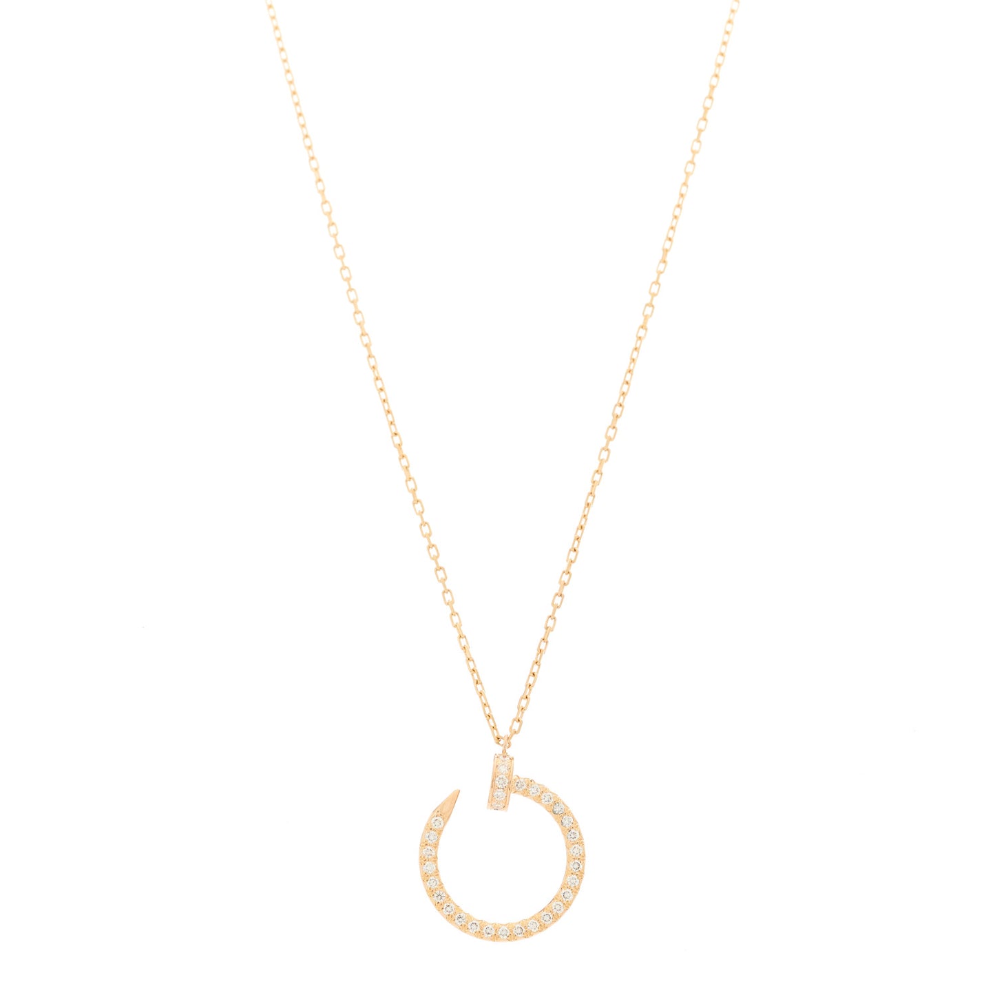 18K Pink Gold Diamond Juste Un Clou Paved Pendant Necklace