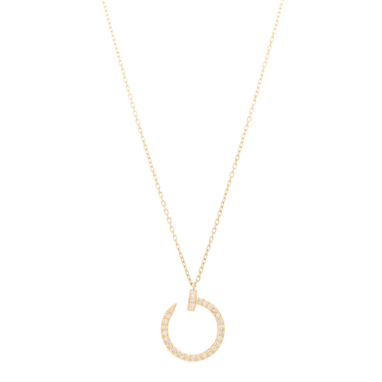 Cartier 18K Pink Gold Diamond Juste Un Clou Paved Pendant Necklace 1 of 6