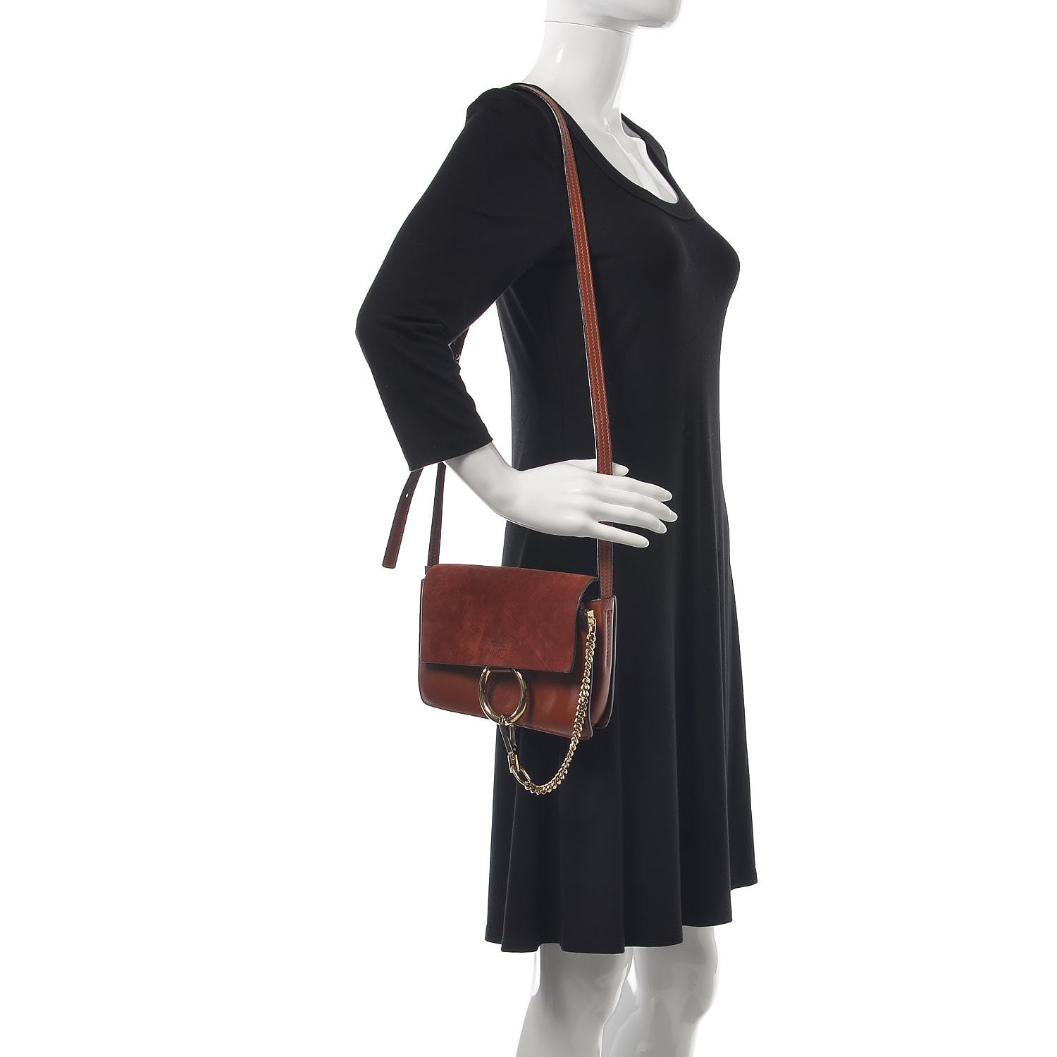 Chloe Suede Calfskin Small Faye Shoulder Bag Saffron Red 2 of 17