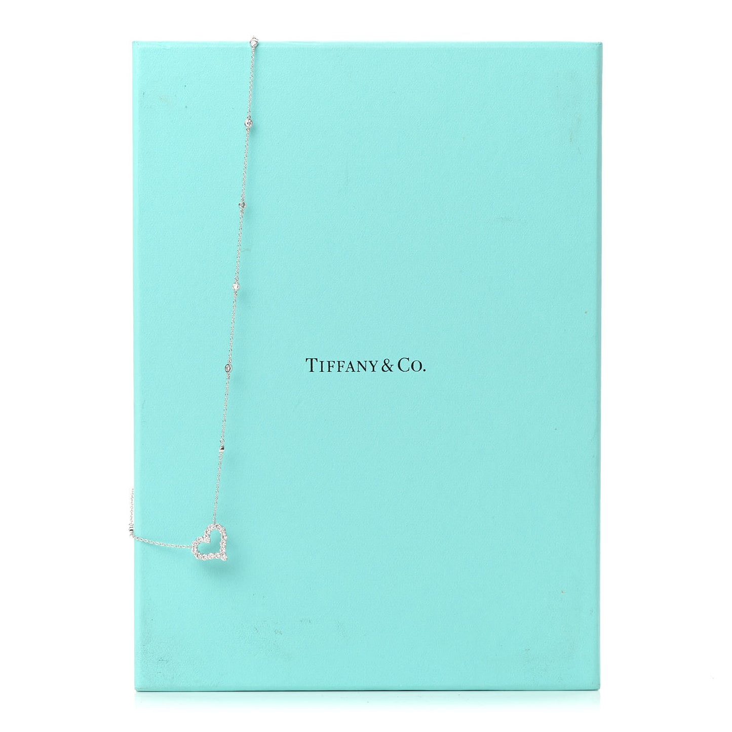 Platinum Diamond Heart Station Pendant Necklace