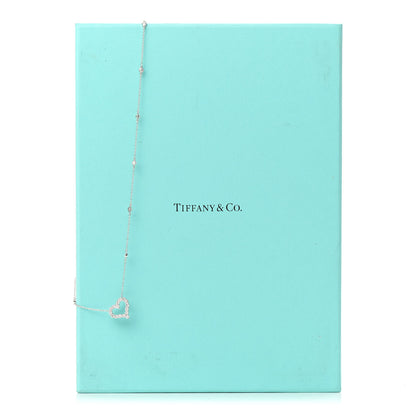 Tiffany Platinum Diamond Heart Station Pendant Necklace 7 of 7