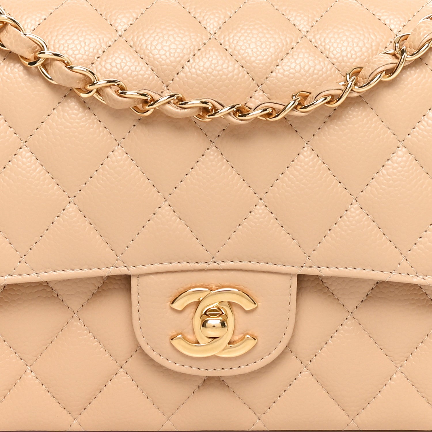 Chanel Caviar Quilted Medium Double Flap Light Beige 8 of 11