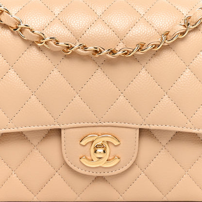 Chanel Caviar Quilted Medium Double Flap Light Beige 8 of 11